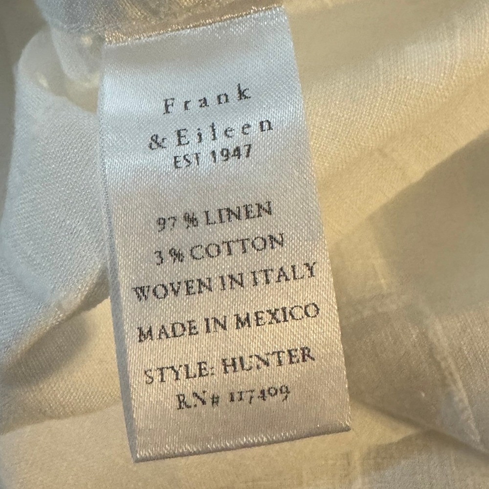 Frank & Eileen Hunter Linen Shirt Dress S White Windowpane Relaxed Coastal - Picture 8 of 8